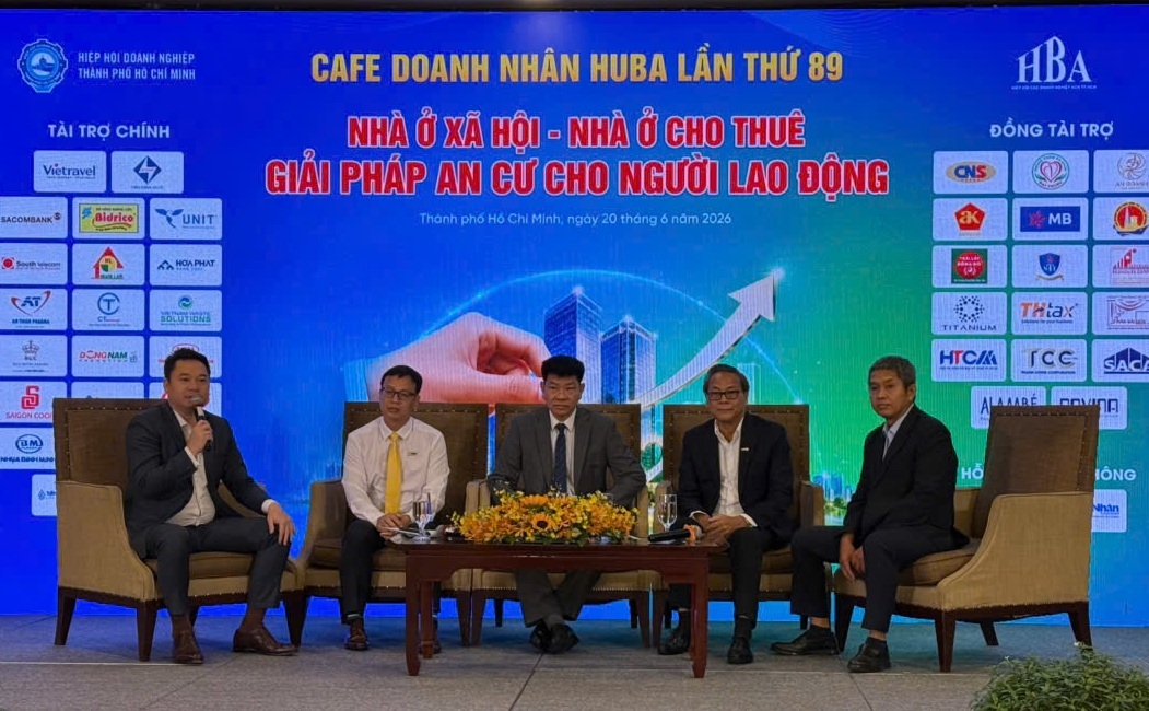 Cà phê doanh nhân HUBA lần thứ 89 với chủ đề "Nhà ở xã hội - nhà ở cho thuê giải pháp an cư cho người lao động", sáng 20/6.