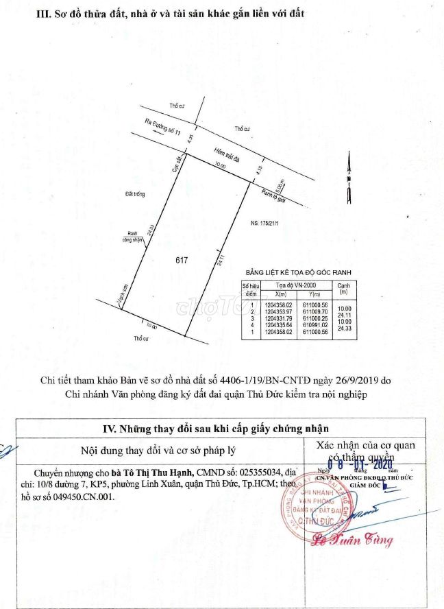 Cần tiền bán lô đất thổ cư Đường 11, Phường Linh Xuân (Quận Thủ Đức cũ)