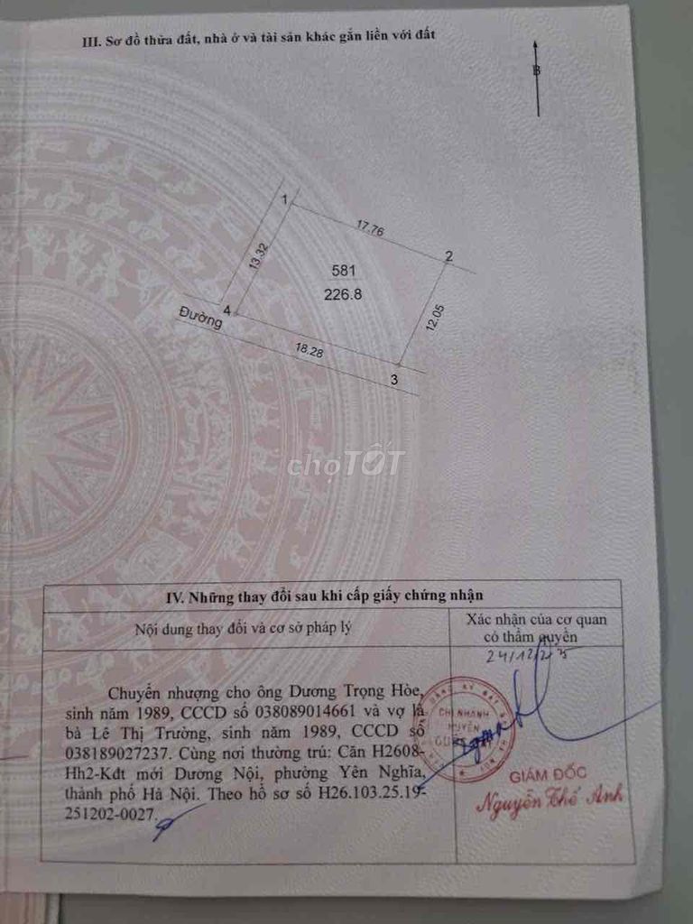 bán đất nông nghiệp Quốc Oai
