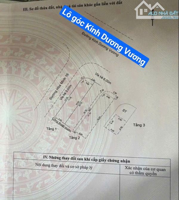 Nhà 3 tầng góc 2 mặt tiền Kinh Dương Vương & Hoà Minh 16, Giá: 11.5 tỷ
