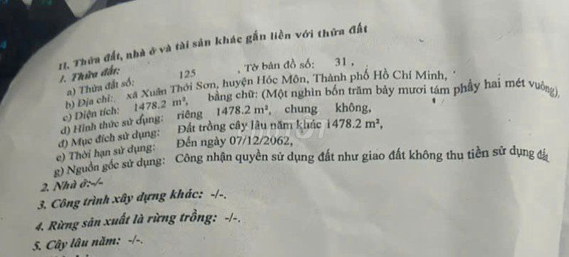 CHÍNH CHỦ BÁN ĐẤT MẶT TIỀN Nguyễn Văn Bứa Hóc Môn