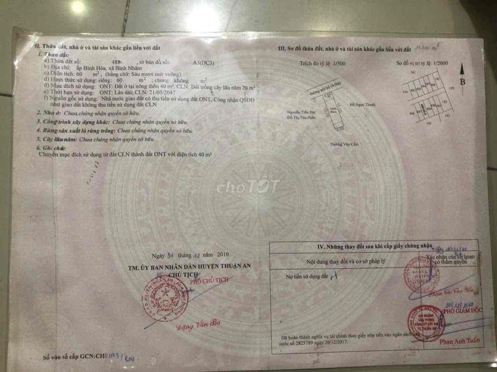 Bán Lô Đất Chính Chủ Đường Nguyễn Hữu Cảnh Ấp 1 Xã Bình Nhâm TP HCM
